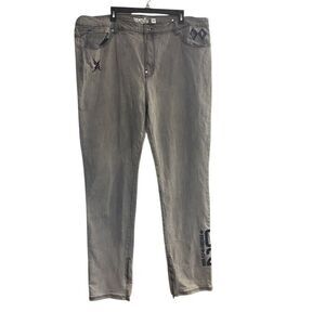 BORN FLY Men’s Jeans Size 44 Gray Stone Washed  Distressed Inseam 33 SEE DESCRIP